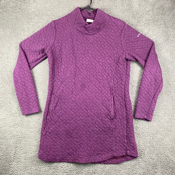 Columbia Quilted Tunic Top Womens M Purple Long Sleeve Pullover Dress - Picture 1 of 8